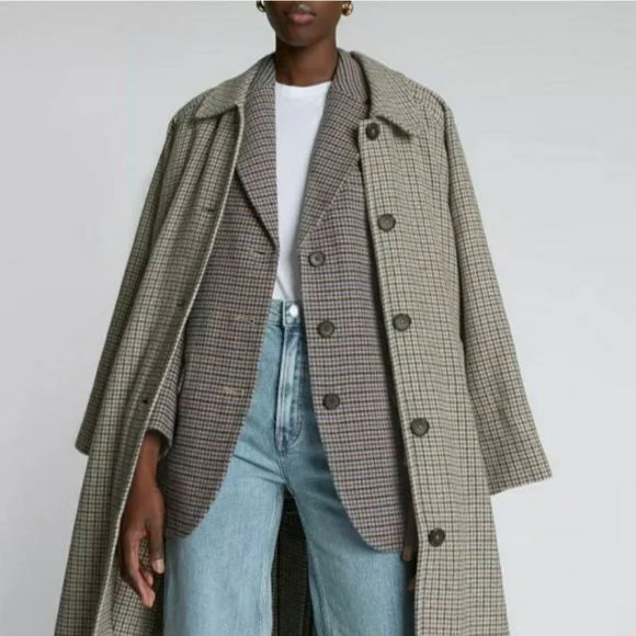 Everlane The ReWool '80s Blazer Houndstooth Plaid Oversized Classic Jacket Sz 12 - Picture 16 of 16